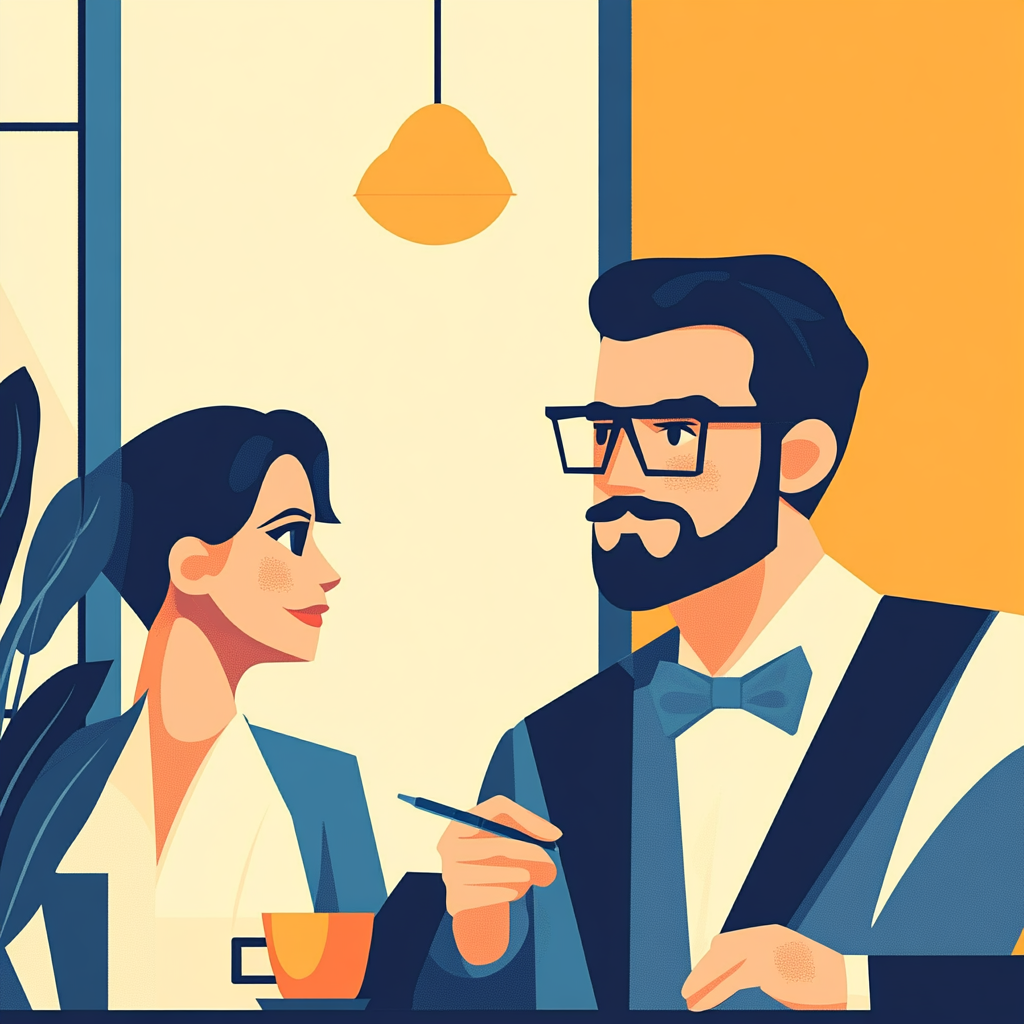 Illustration d'un échange entre la CEO et le directeur marketing à propos de la stratégie Go to Market.