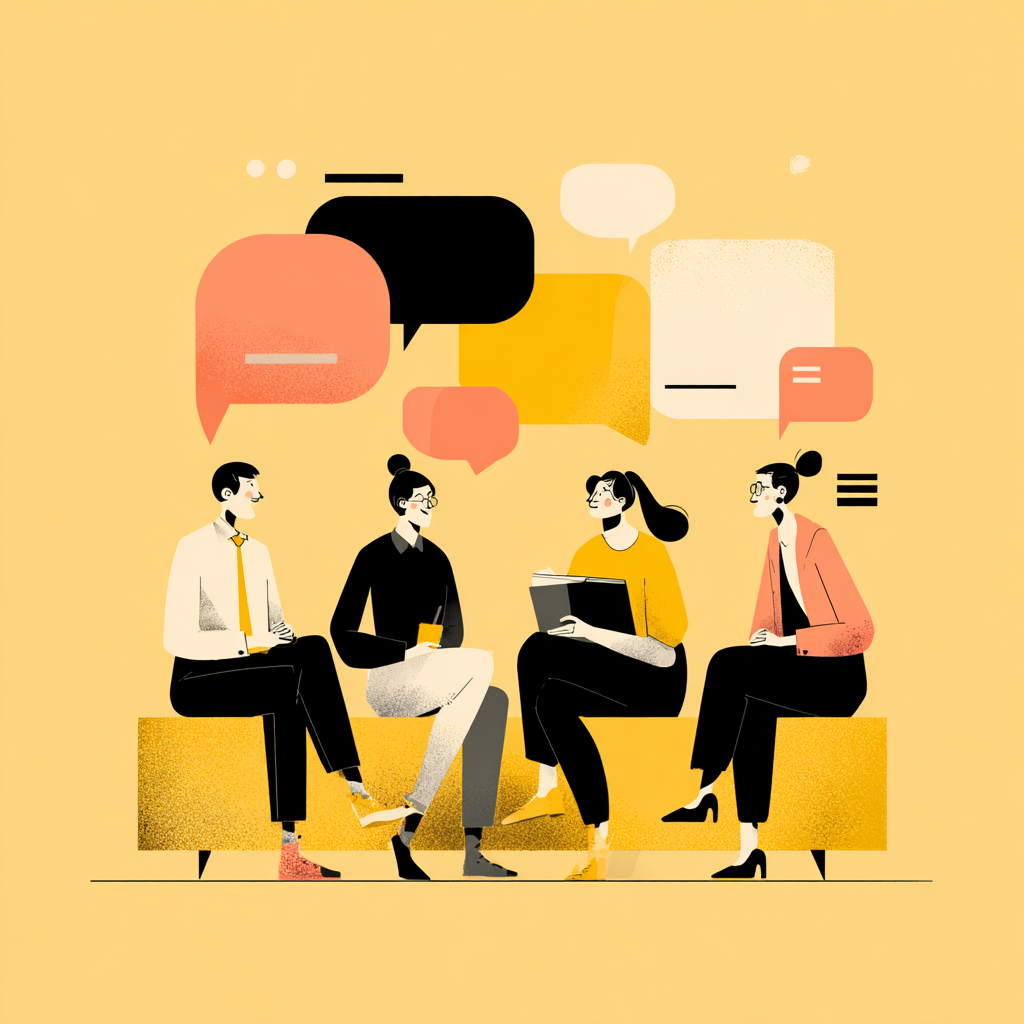 Illustration marketing d’équipe en réunion pour optimiser la stratégie digitale