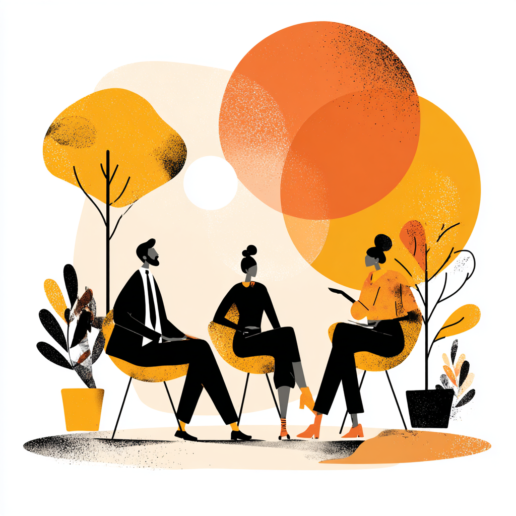 Illustration de trois professionnels en réunion discutant d'une stratégie de pricing pour PME